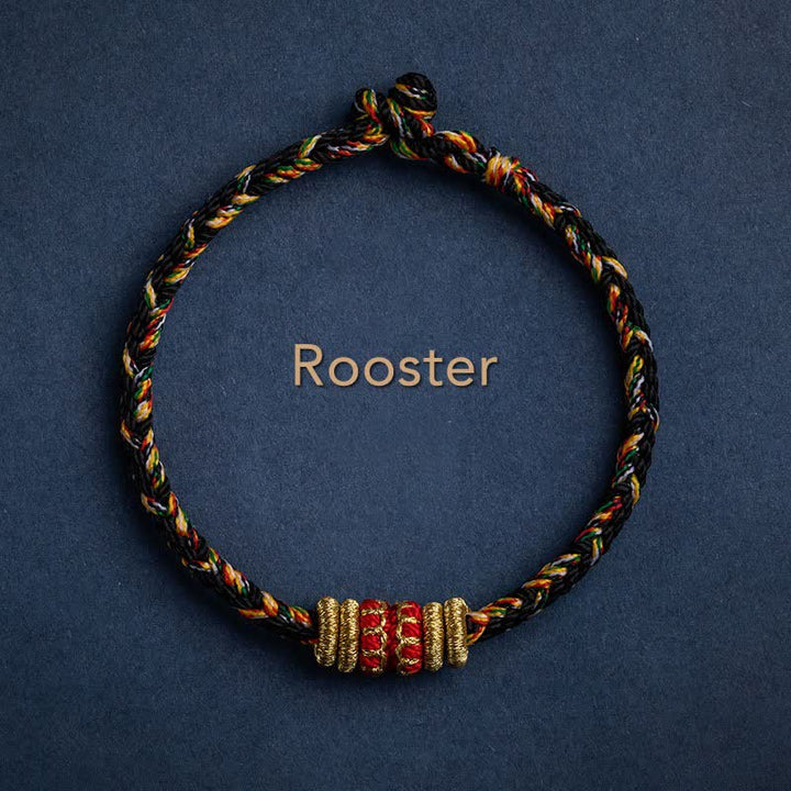 Buddha Stones Tibet Handmade Chinese Zodiac Luck Strength Braided String Bracelet - Rooster - 17-19cm - image 18
