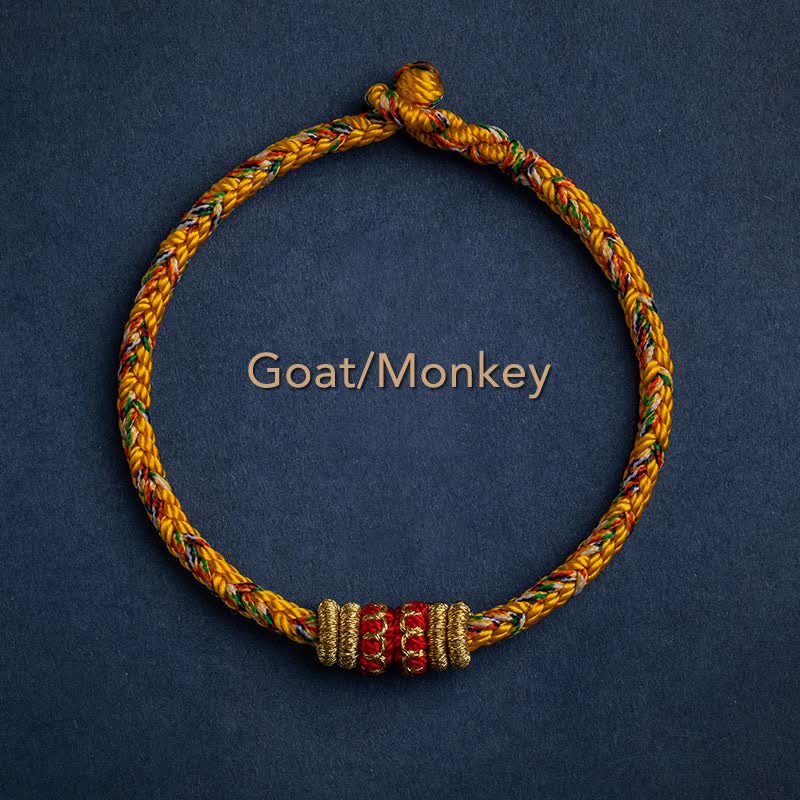 Buddha Stones Tibet Handmade Chinese Zodiac Luck Strength Braided String Bracelet - Goat/Monkey - 17-19cm - image 14
