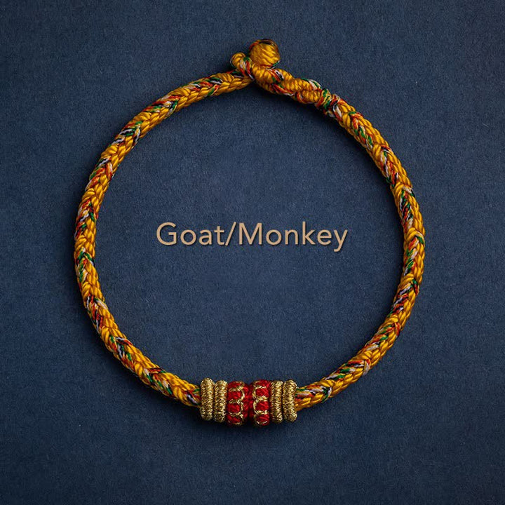 Buddha Stones Tibet Handmade Chinese Zodiac Luck Strength Braided String Bracelet - Goat/Monkey - 17-19cm - image 14