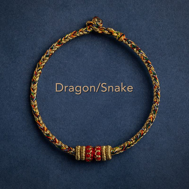 Buddha Stones Tibet Handmade Chinese Zodiac Luck Strength Braided String Bracelet - Dragon/Snake - 17-19cm - image 11