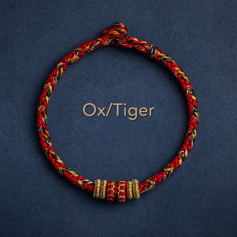 Buddha Stones Tibet Handmade Chinese Zodiac Luck Strength Braided String Bracelet - Ox/Tiger - 17-19cm - image 5