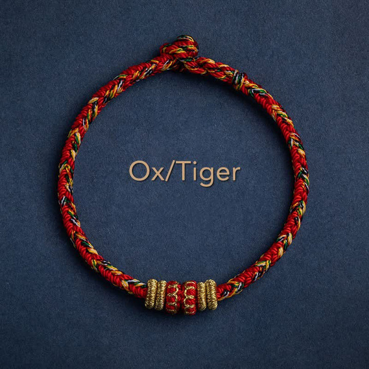 Buddha Stones Tibet Handmade Chinese Zodiac Luck Strength Braided String Bracelet - Ox/Tiger - 17-19cm - image 5