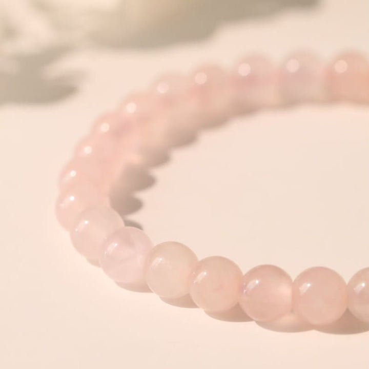 Buddha Stones Rose Quartz Pearl Flower Charm Love Bracelet