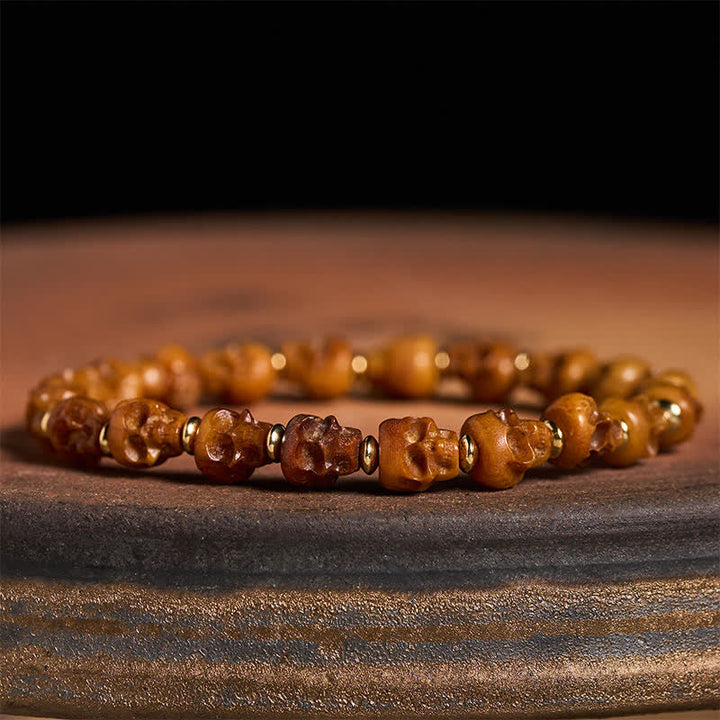 Buddha Stones Bone Skull Hand Carved Tibetan New Beginning Bracelet
