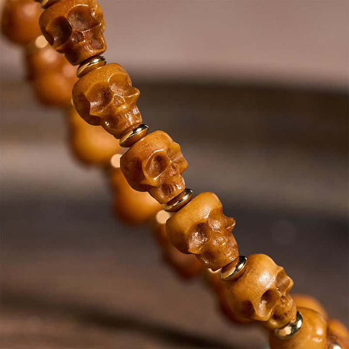 Buddha Stones Bone Skull Hand Carved Tibetan New Beginning Bracelet