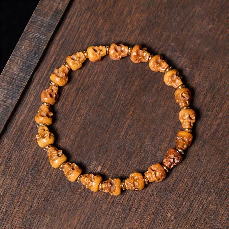 Buddha Stones Bone Skull Hand Carved Tibetan New Beginning Bracelet