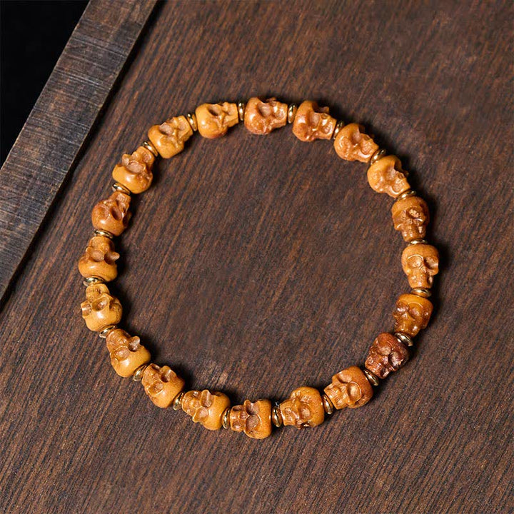 Buddha Stones Bone Skull Hand Carved Tibetan New Beginning Bracelet