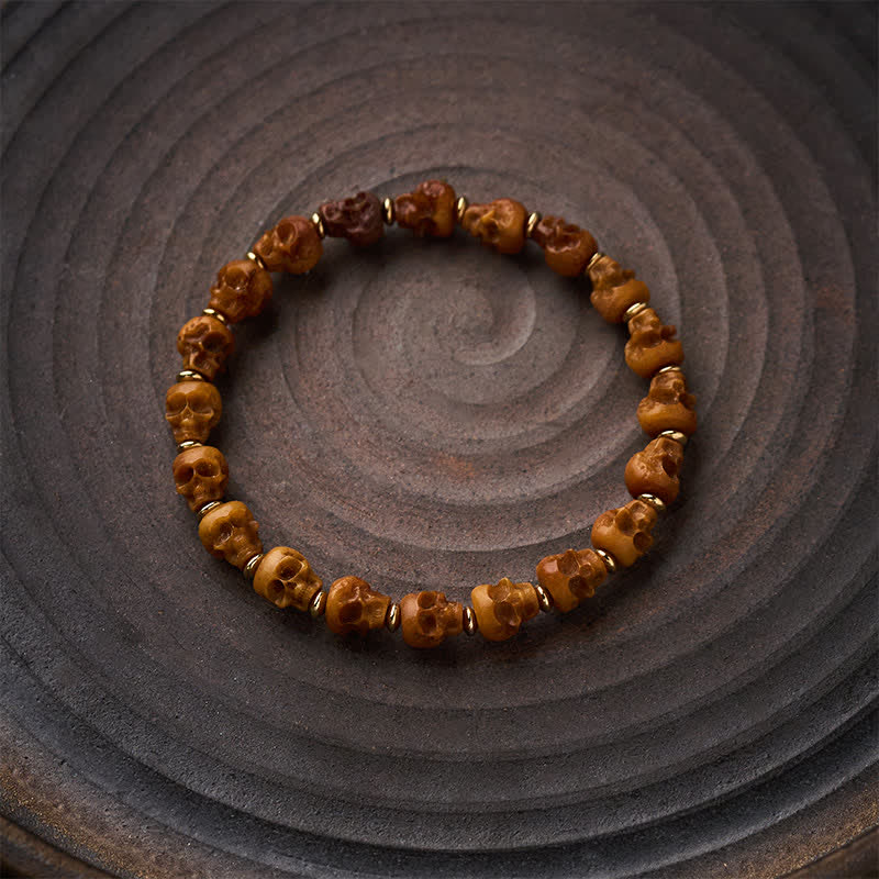 Buddha Stones Bone Skull Hand Carved Tibetan New Beginning Bracelet