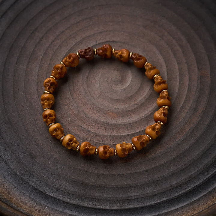 Buddha Stones Bone Skull Hand Carved Tibetan New Beginning Bracelet