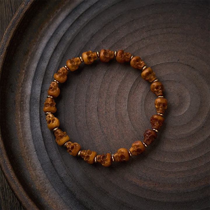 Buddha Stones Bone Skull Hand Carved Tibetan New Beginning Bracelet
