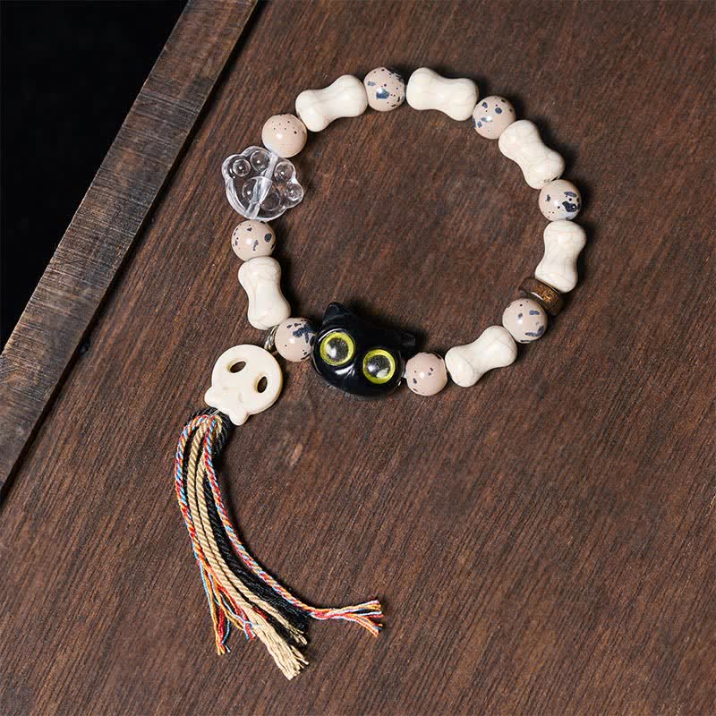 Buddha Stones Cat Skull Bone Design Courage Bracelet