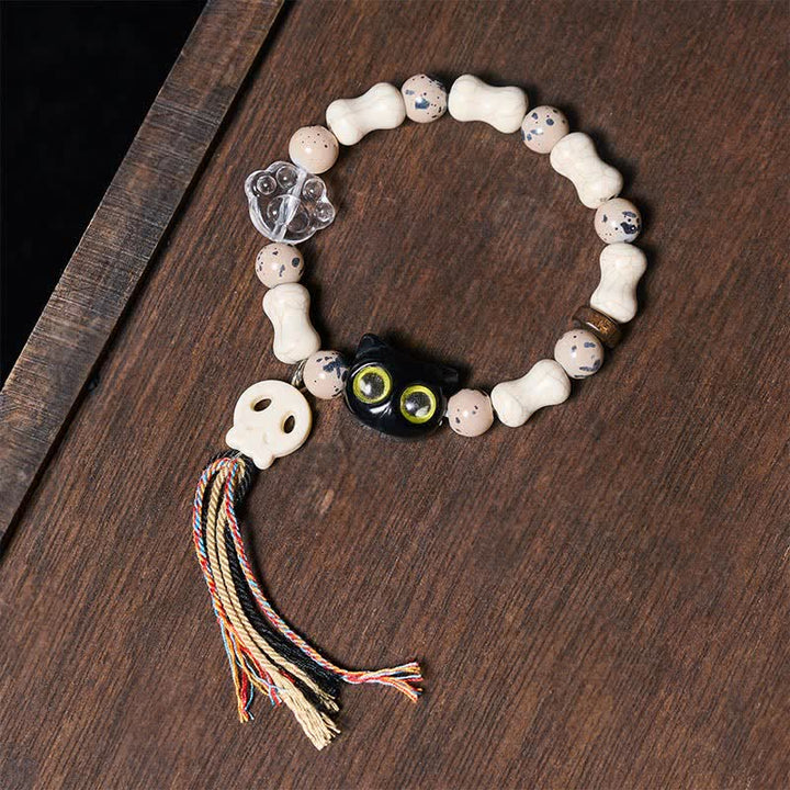 Buddha Stones Cat Skull Bone Design Courage Bracelet