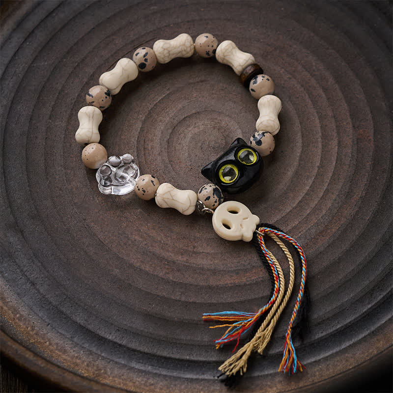 Buddha Stones Cat Skull Bone Design Courage Bracelet