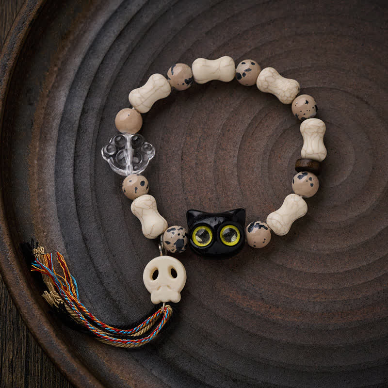 Buddha Stones Cat Skull Bone Design Courage Bracelet