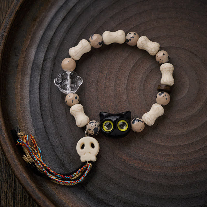 Buddha Stones Cat Skull Bone Design Courage Bracelet