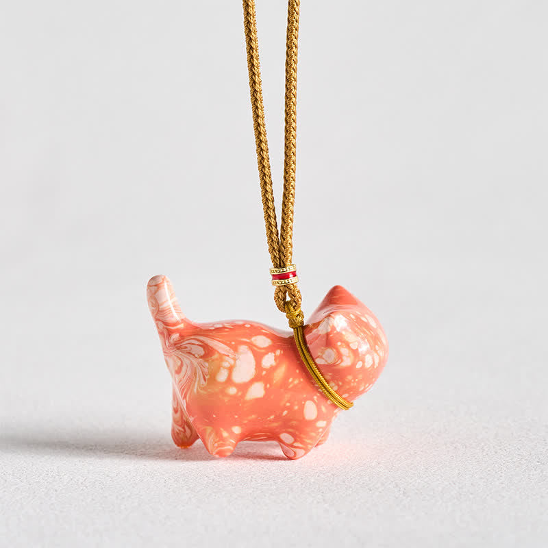 Buddha Stones Cute Cat Charm Balance Necklace