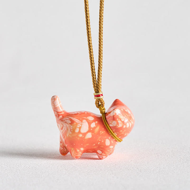 Buddha Stones Cute Cat Charm Balance Necklace