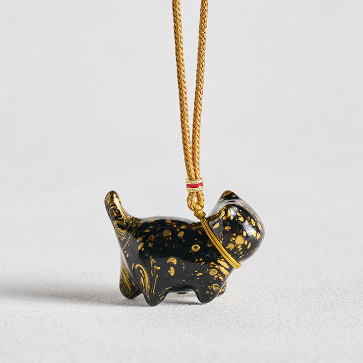 Buddha Stones Cute Cat Charm Balance Necklace