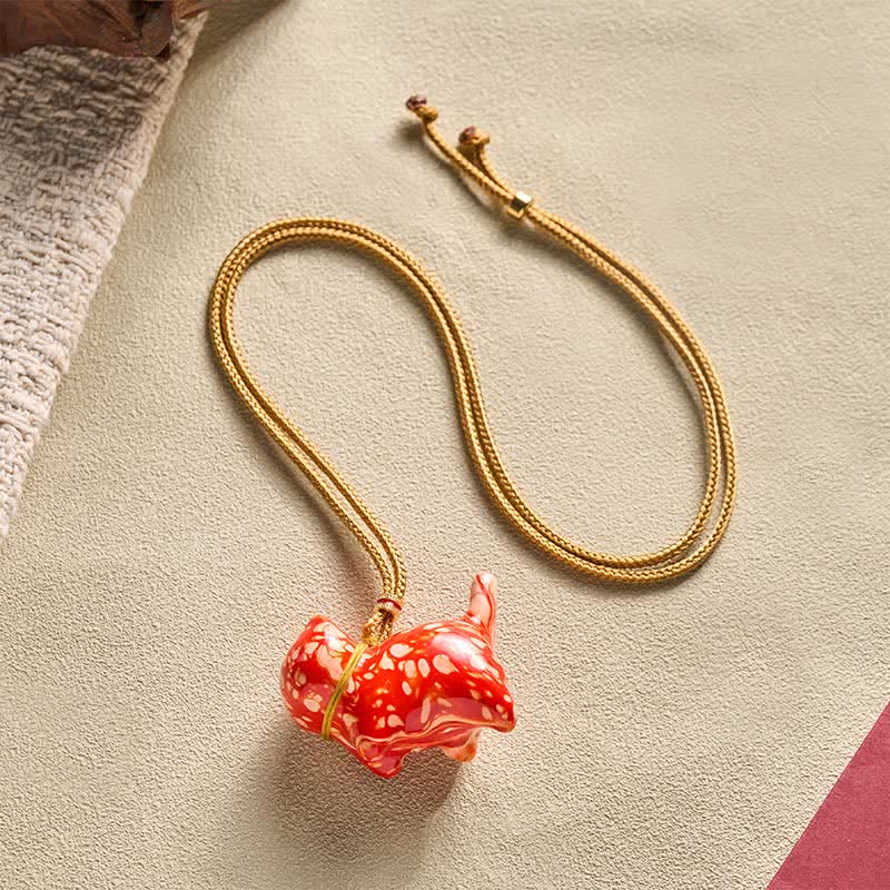 Buddha Stones Cute Cat Charm Balance Necklace