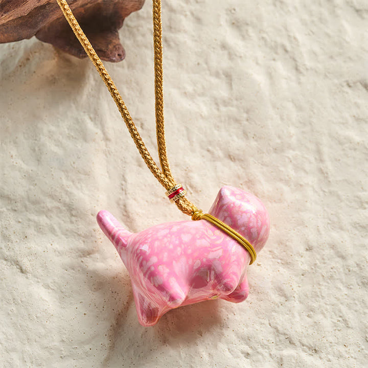 Buddha Stones Cute Cat Charm Balance Necklace