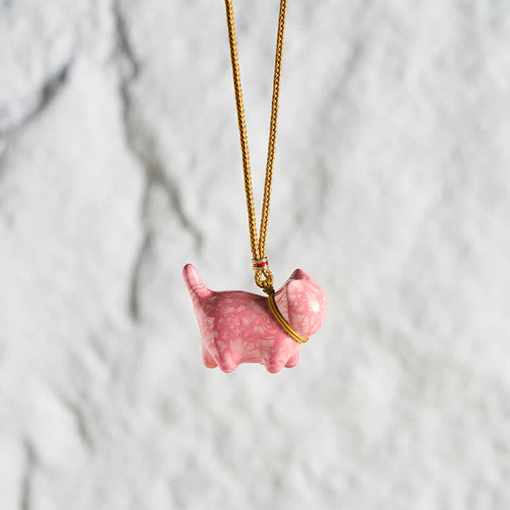 Buddha Stones Cute Cat Charm Balance Necklace