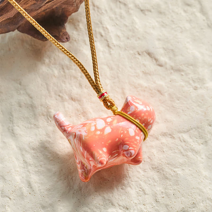 Buddha Stones Cute Cat Charm Balance Necklace