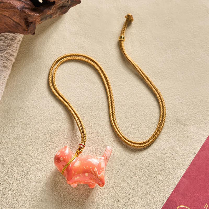 Buddha Stones Cute Cat Charm Balance Necklace