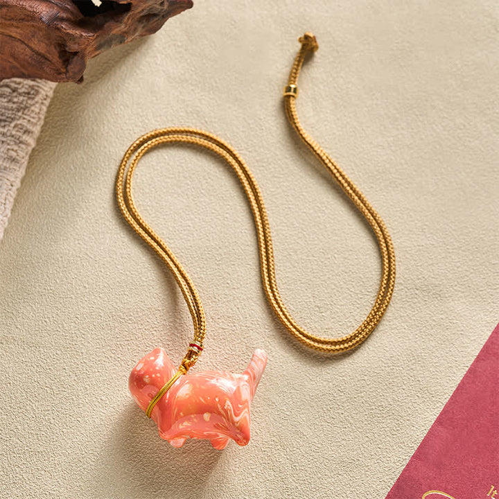 Buddha Stones Cute Cat Charm Balance Necklace