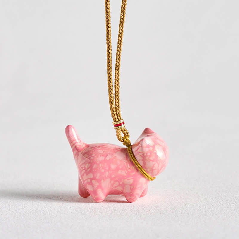 Buddha Stones Cute Cat Charm Balance Necklace