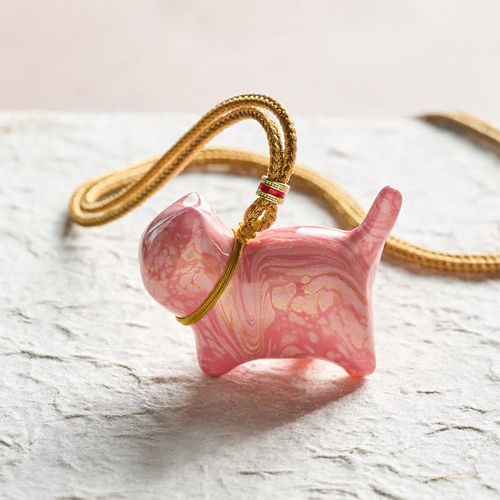 Buddha Stones Cute Cat Charm Balance Necklace