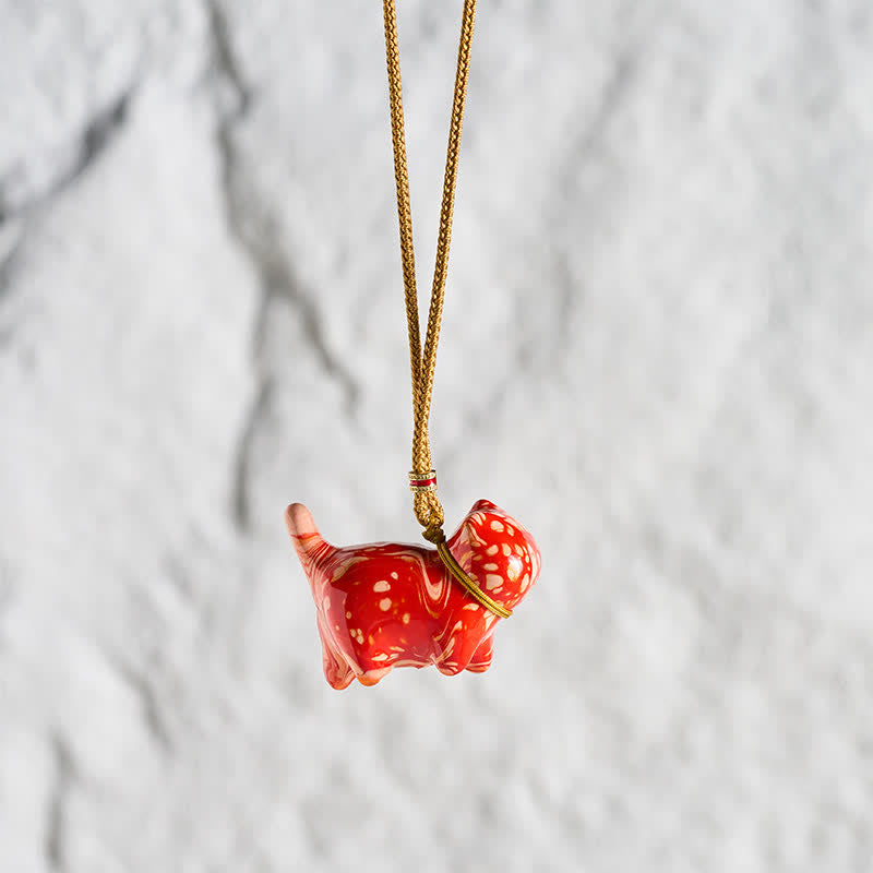 Buddha Stones Cute Cat Charm Balance Necklace