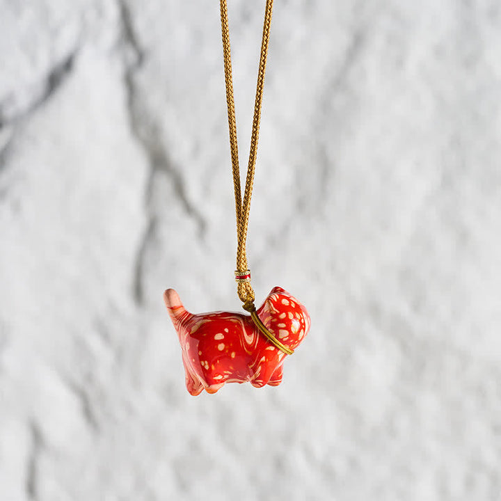 Buddha Stones Cute Cat Charm Balance Necklace