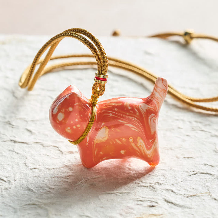 Buddha Stones Cute Cat Charm Balance Necklace