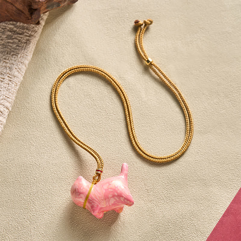Buddha Stones Cute Cat Charm Balance Necklace