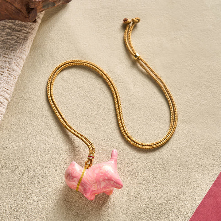 Buddha Stones Cute Cat Charm Balance Necklace