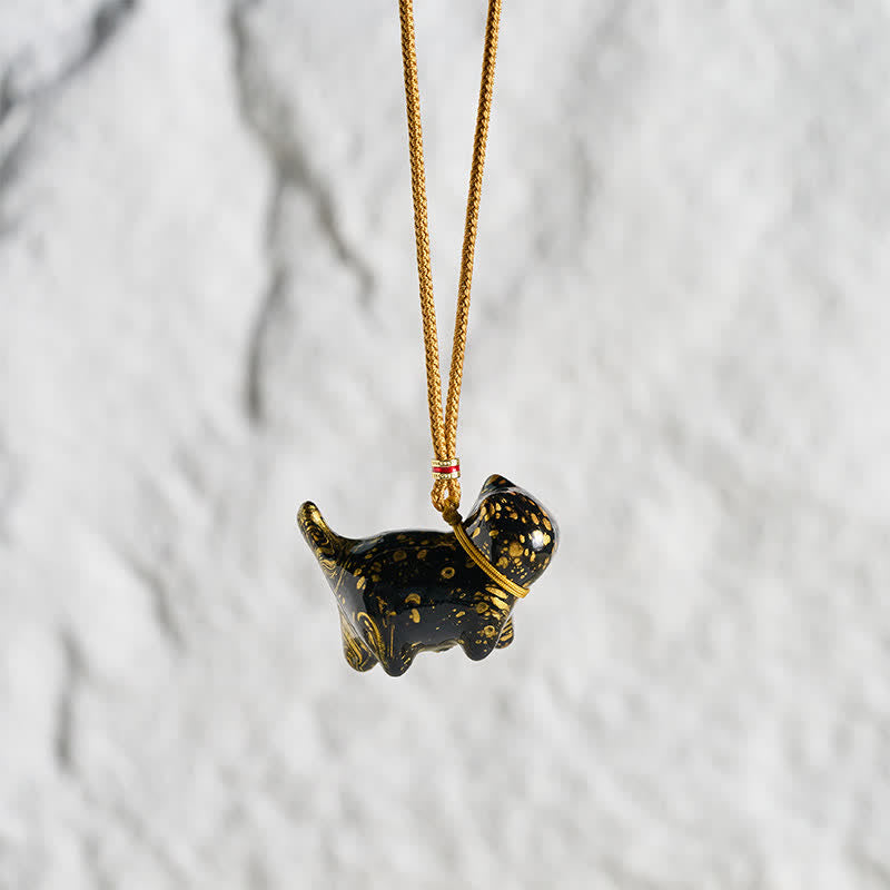 Buddha Stones Cute Cat Charm Balance Necklace