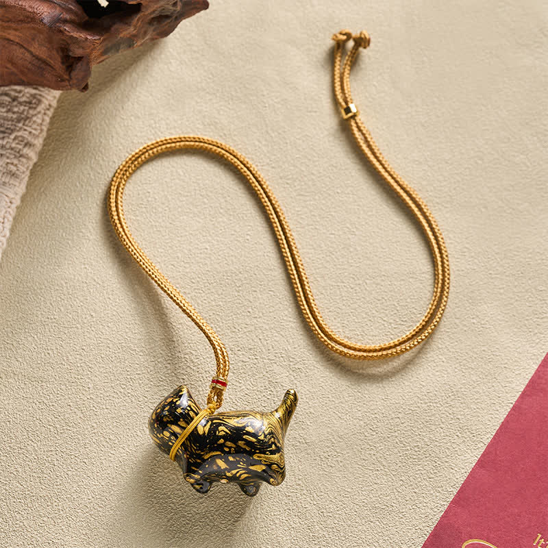 Buddha Stones Cute Cat Charm Balance Necklace