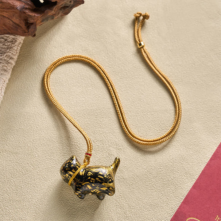Buddha Stones Cute Cat Charm Balance Necklace