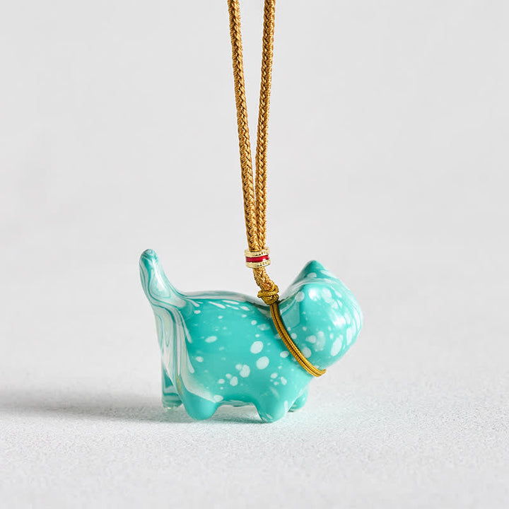 Buddha Stones Cute Cat Charm Balance Necklace