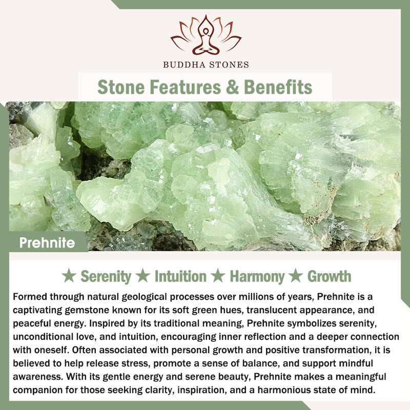 Buddha Stones Prehnite Rose Quartz Blue Chalcedony Lucky Clover Love Bracelet