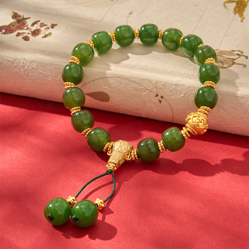 FREE Today: Luck and Harmony Cyan Jade Golden Accent Bracelet