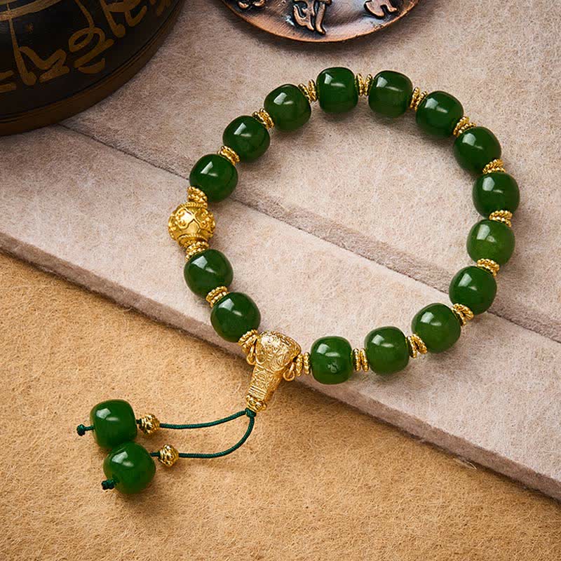 FREE Today: Luck and Harmony Cyan Jade Golden Accent Bracelet