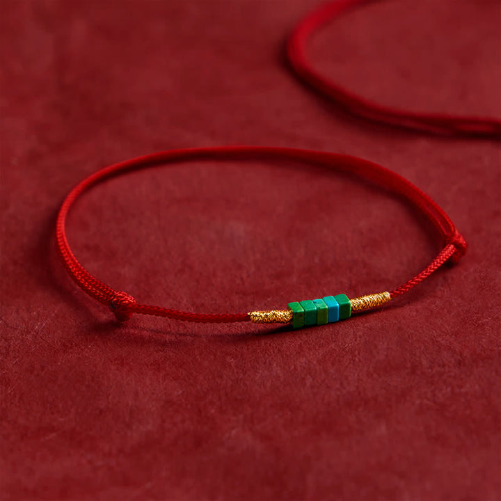 FREE Today: Protection and Strength Ultra-fine Turquoise Square Beads Red Rope Bracelet