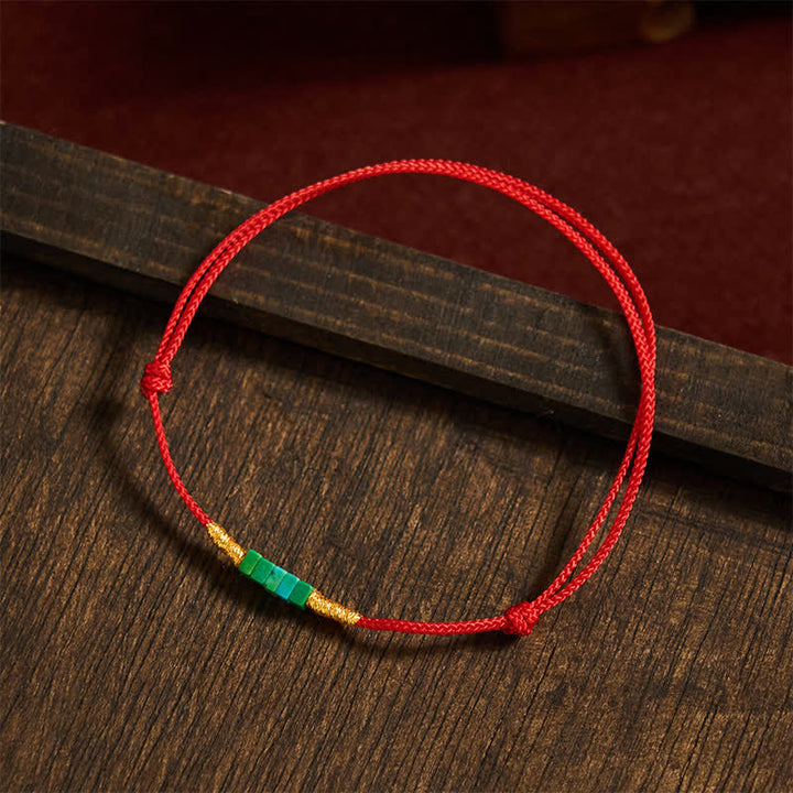 Buddha Stones Ultra-fine Turquoise Square Beads Protection Red Rope Bracelet