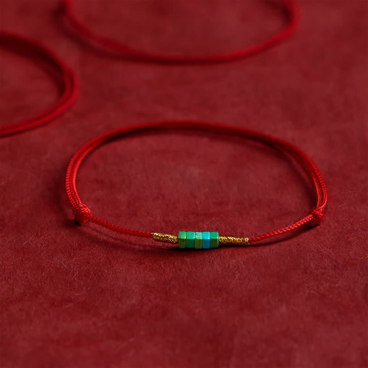 FREE Today: Protection and Strength Ultra-fine Turquoise Square Beads Red Rope Bracelet