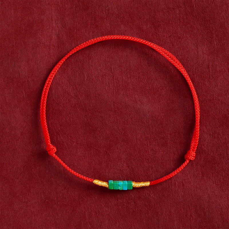 Buddha Stones Ultra-fine Turquoise Square Beads Protection Red Rope Bracelet