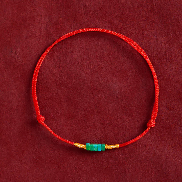 Buddha Stones Ultra-fine Turquoise Square Beads Protection Red Rope Bracelet
