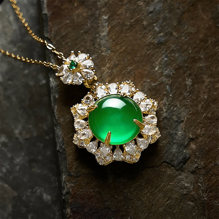 FREE Today: Luck and Abundance Round Green Jade Pendant Necklace