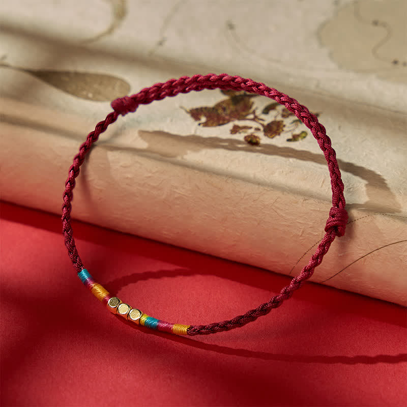 Buddha Stones 925 Sterling Silver Bead Red String Protection Bracelet
