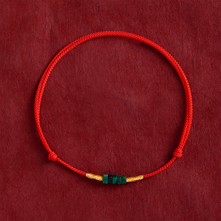 Buddha Stones Natural Ultra-fine Malachite Beads Luck Protection Braided Red Rope Bracelet